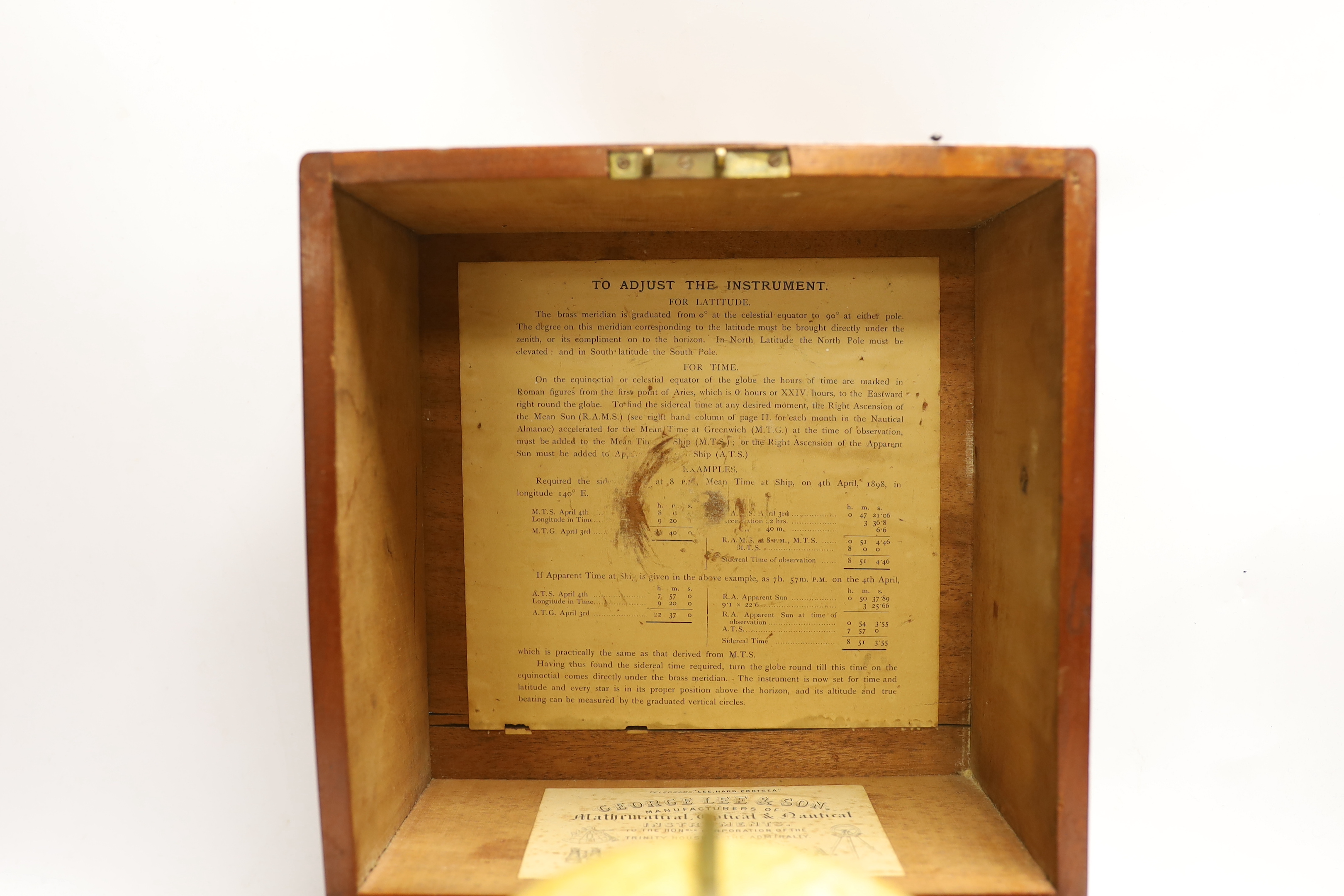 A late 19th century cased astronomical globe by Cary & Co. In mahogany case, globe 14cm